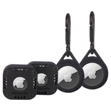 4 Pack of AirTag Protectors - 2 Carabiners & 2 Sticker Mounts - Black